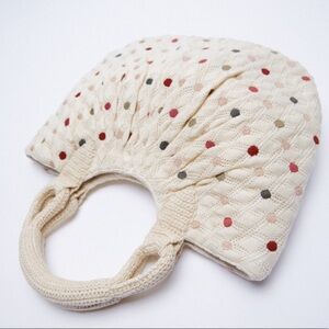 ZARA Crochet Ecru Dotted Handbag NWT